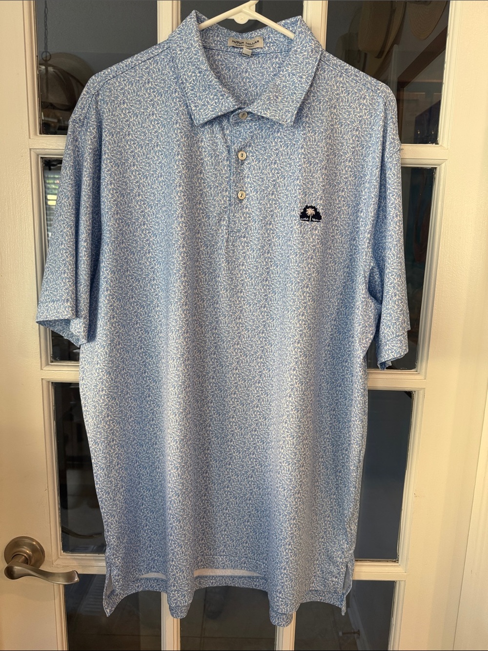 Peter Millar summer comfort-light blue leaf print-men’s XL